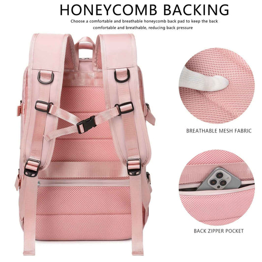 [Lightweight|Large Capacity] Lightweight Large Capacity Backpack | 15.6" Tablet/15" Laptop Compatible, 20+1 Compartments, Padded Shoulder Straps, Golden-Tone Hardware, Soft Shell School Travel Backpack for Women & Men, White