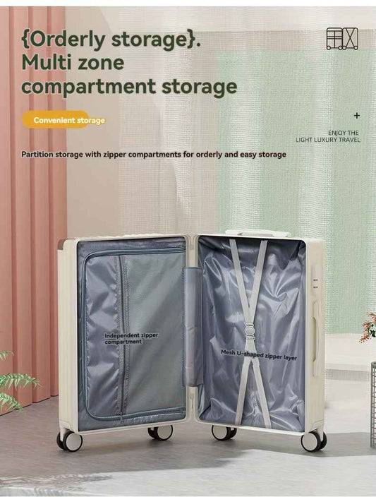 Christmas Gifts 20-Inch and Below Macaron Color Luggage with Cup Holder, USB Charging Port, Alloy Bumper Corners, Lightweight Carry-On Suitcase with Silent Spinner Wheels, TSA Lock, and Hook