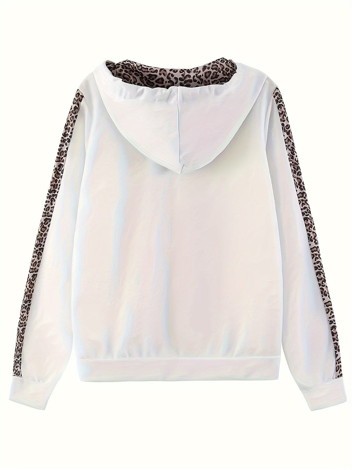 Two-piece Set, Long Sleeve Leopard Print Zip Up Hoodie & Drawstring Pants Outfits, Women's Casual Clothing SS69