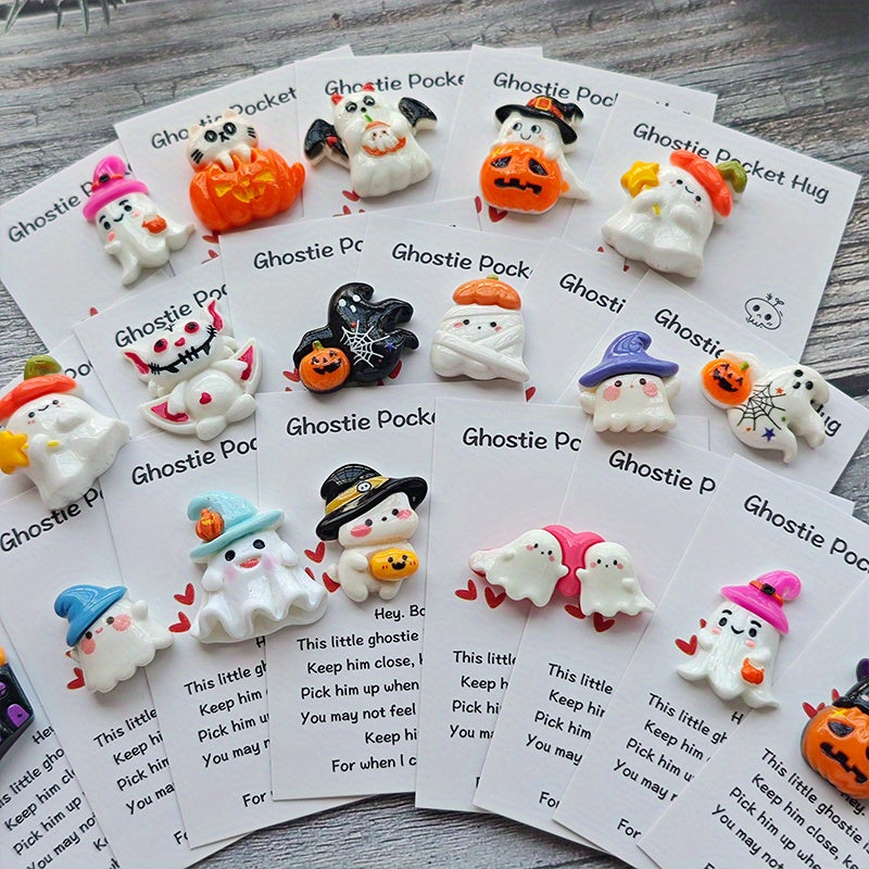 40pcs Halloween Cards with Pocket Hug - Cute Ghosts, Bats, Pumpkins - Spooky Cute Party Decorations, Birthday & Wedding Greeting Cards - Includes Hug Pocket for Easy Storage - Perfect for Halloween Party Favors, Gifts for Fam SS69