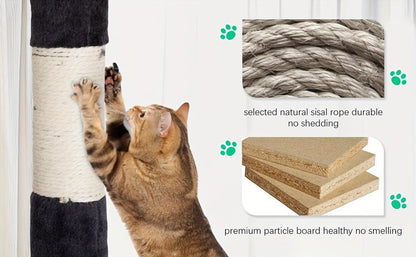 54/70" Multi-Level Cat Tree Tower with Scratching Posts & Cozy Condos, Space-Saving Indoor Cat Playhouse, Durable Plywood Construction, Fun Jumping Platforms, Multiple Colors Available for Cats SS69