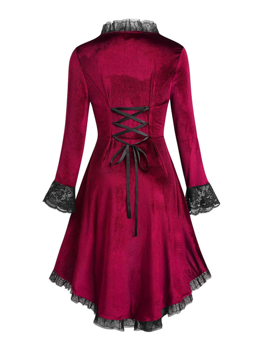 Plus Size, Women's Plus Size Gothic Lace Dress Suitable for Weddings & Formal Events - Elegant Fitted Bodice & Full Dress, Machine Washable, Spring/Fall Wedding Guest Dress or Prom Dress