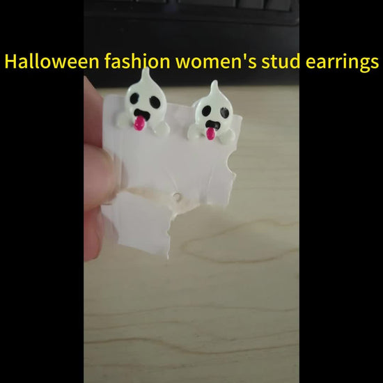 1 Pair Glow-in-the-Dark Halloween Little Ghost Earrings - Cute & Quirky Teenager'S Accessories with Playful Designs, White Alloy, Perfect for Parties & Halloween Celebrations, Halloween Accessories, For Teenager SS69