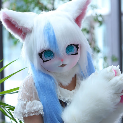 Cozy Wool Fursuit Cat Mask - Perfect for Halloween, Cosplay & Anime Conventions SS69