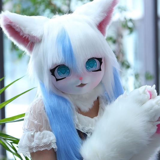 Cozy Wool Fursuit Cat Mask - Perfect for Halloween, Cosplay & Anime Conventions SS69