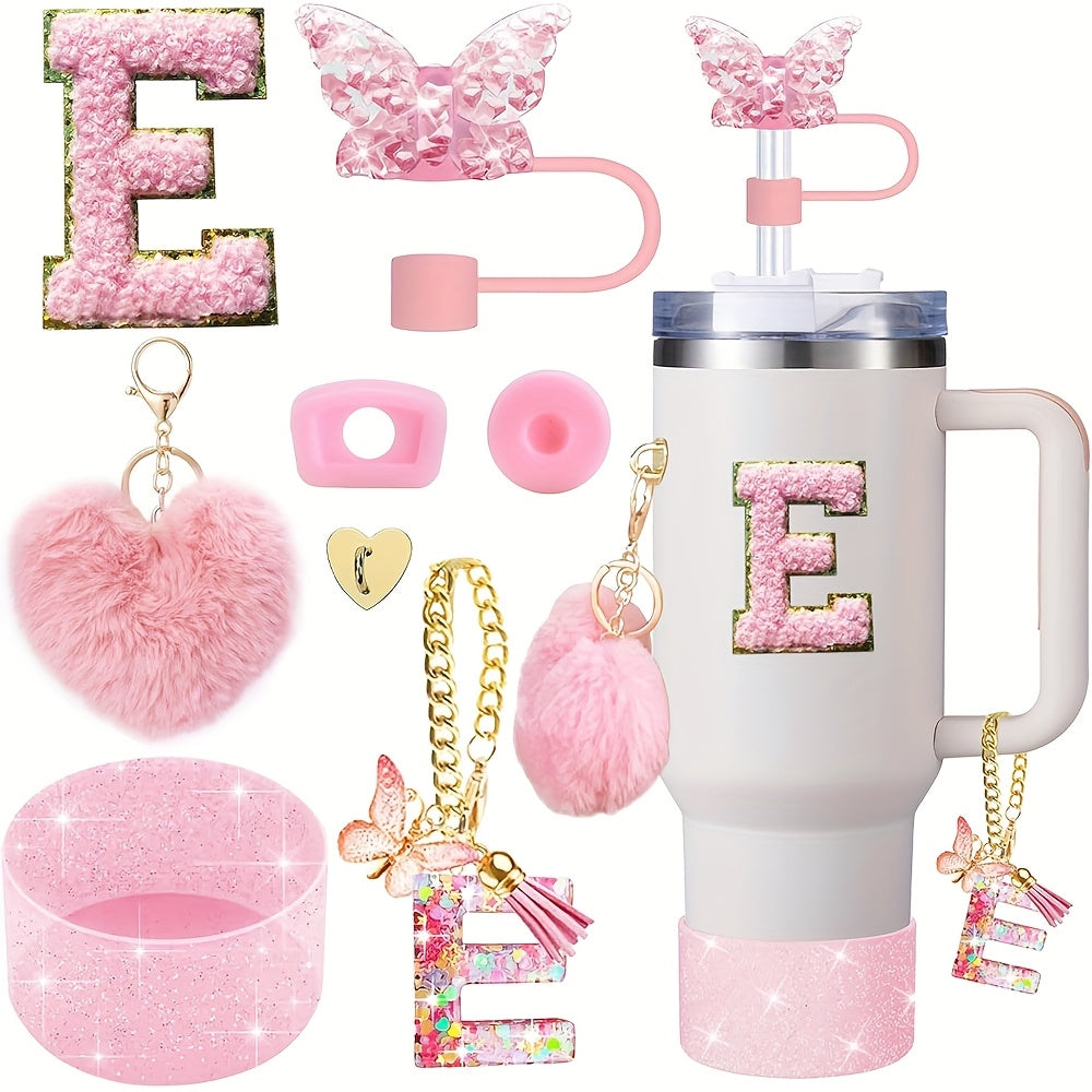 8pcs Cup Accessories for Cup 30oz 40oz Includes Butterfly Straw Cover Cap Silicone Boot Alphabet Handle Charm Initials Sticker 2pcs Spill Proof Stopper Heart Hook Love Plush Ball, Best for Christmas, Perfect for Thanksgiving SS69 15.69 E