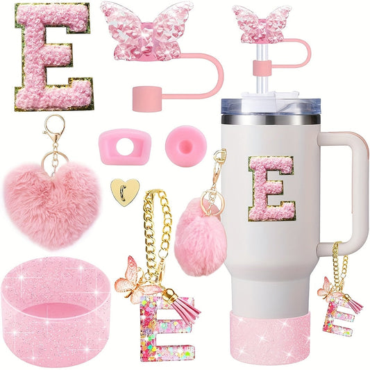 8pcs Cup Accessories for Cup 30oz 40oz Includes Butterfly Straw Cover Cap Silicone Boot Alphabet Handle Charm Initials Sticker 2pcs Spill Proof Stopper Heart Hook Love Plush Ball, Best for Christmas, Perfect for Thanksgiving SS69 15.69 E
