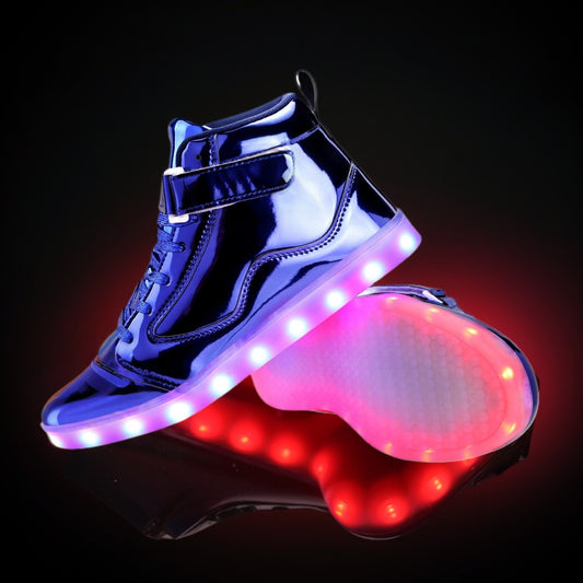 LED Lights Up Dacing Shoes | Lace Up Couples Sneakers, Luminous Flashing Trainers for Dancing, Party Festivals | High Top, Solid Color, Hook-and-Loop Fastener