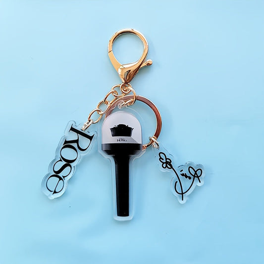 KPOP Rose Lightstick Keychain Acrylic Double-sided Transparent Bag Key Pendant Accessories Creative Star Peripheral SS69 7.69 ROSE1
