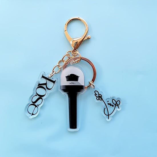 KPOP Rose Lightstick Keychain Acrylic Double-sided Transparent Bag Key Pendant Accessories Creative Star Peripheral SS69 7.69 ROSE1