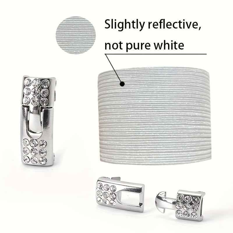 1pair Free-Tie Shoelaces With Rhinestone Buckles, Fashion Elastic Lazy Shoelaces For Sneakers Canvas Shoes Skate Shoes, Women & Men