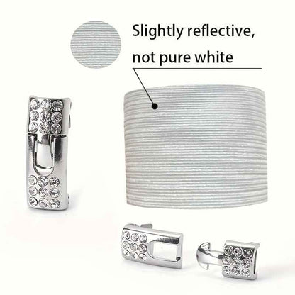 1pair Free-Tie Shoelaces With Rhinestone Buckles, Fashion Elastic Lazy Shoelaces For Sneakers Canvas Shoes Skate Shoes, Women & Men