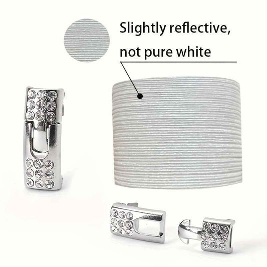 1pair Free-Tie Shoelaces With Rhinestone Buckles, Fashion Elastic Lazy Shoelaces For Sneakers Canvas Shoes Skate Shoes, Women & Men