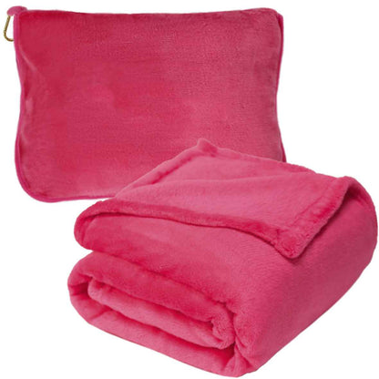 Travel Blanket and Pillow - Ultra-Soft, Compact & Lightweight, 65x40 Inches, with Carry Case, Luggage Sleeve & Backpack Clip for Airplane Comfort
