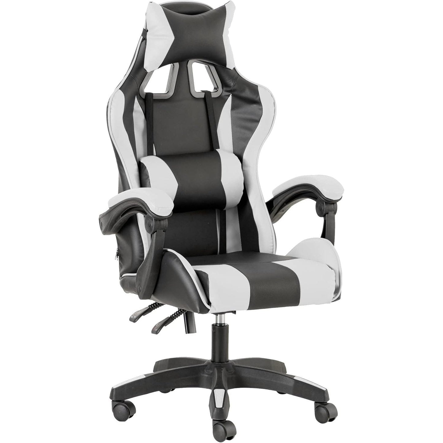 Baroni Home Gaming Chair, Ergonomic Office Chair with Adjustable Backrest, Headrest And Lumbar Support SS69 113.69 White