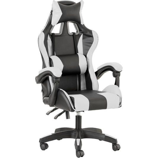Baroni Home Gaming Chair, Ergonomic Office Chair with Adjustable Backrest, Headrest And Lumbar Support SS69 113.69 White