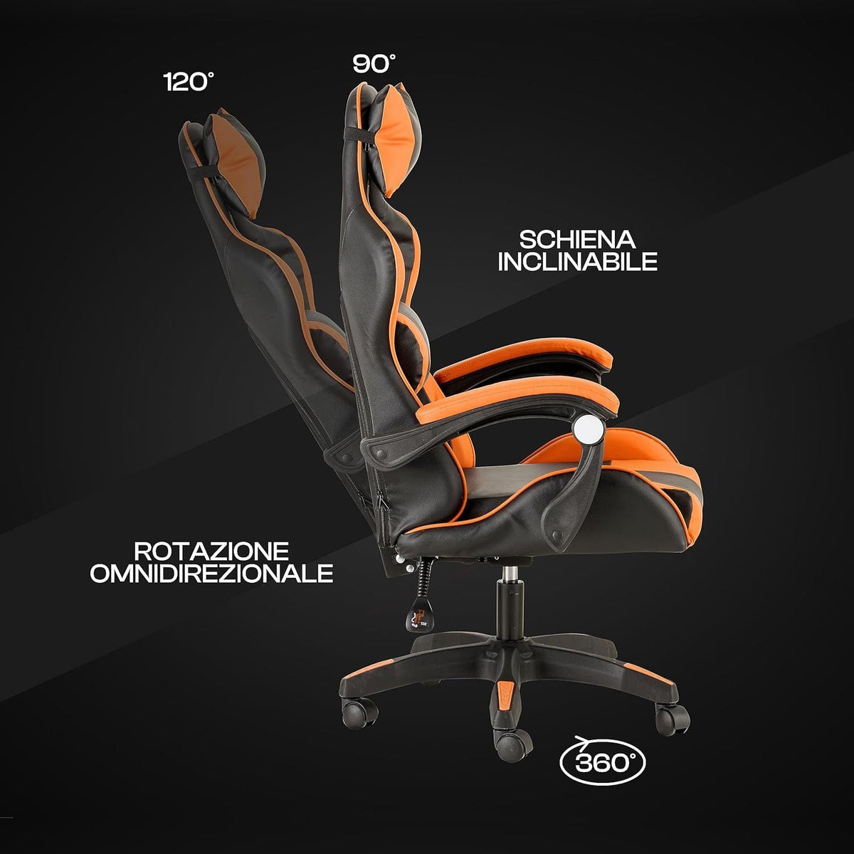 Baroni Home Gaming Chair, Ergonomic Office Chair with Adjustable Backrest, Headrest And Lumbar Support SS69