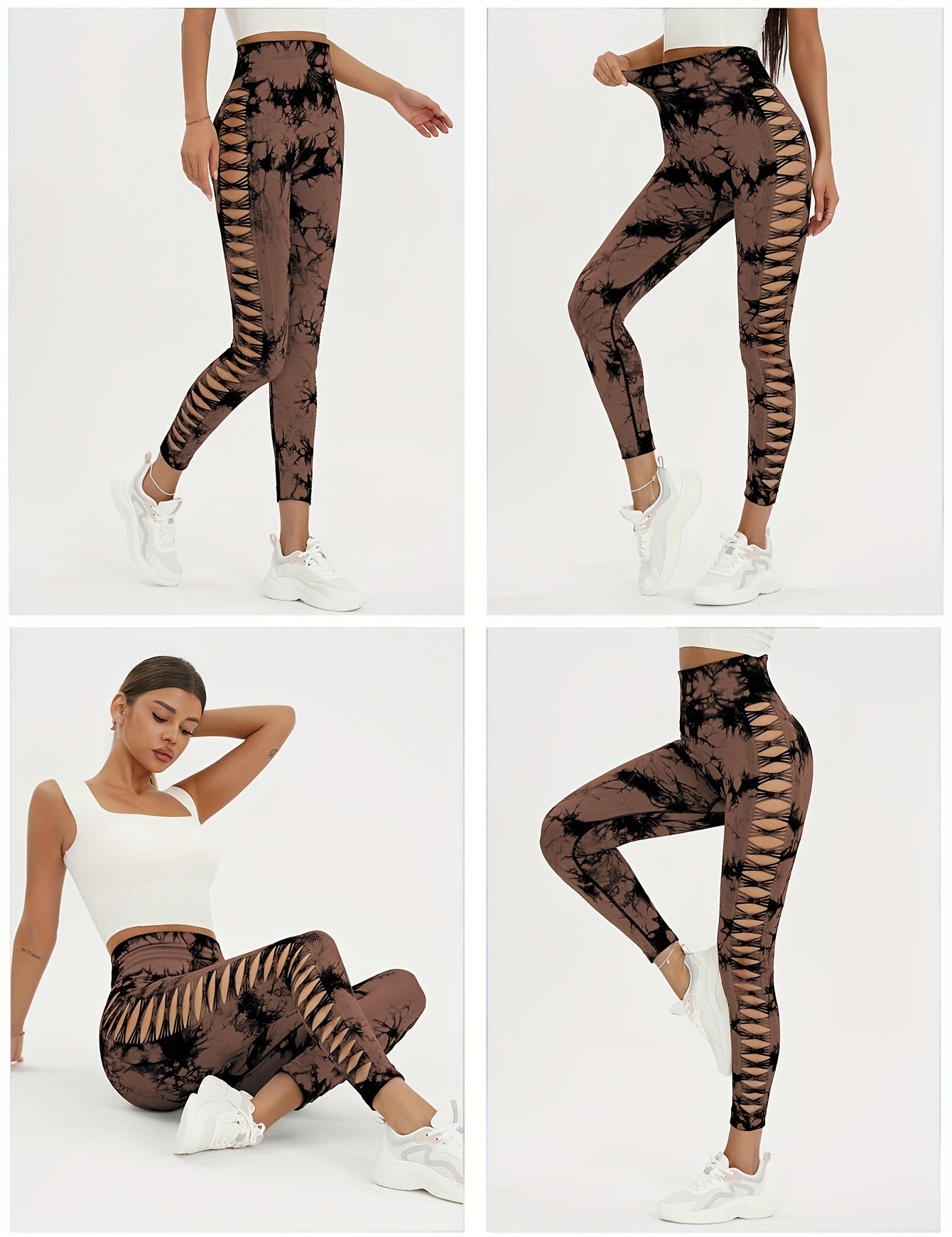 Seamless Lady Tie-Dye Yoga Pants, Side Hollow Butt Lift Workout Fitness Tights, Jogging Sports Leggings, Gym Clothing - SS69