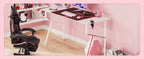 Ergonomic Faux Leather Gaming Chair with Cute Cat Ears, Black & Pink - Cozy Computer Chair with Lumbar Support & Footrest for Teens and Adults, Game Chair - SS69