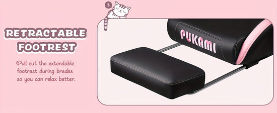 Ergonomic Faux Leather Gaming Chair with Cute Cat Ears, Black & Pink - Cozy Computer Chair with Lumbar Support & Footrest for Teens and Adults, Game Chair - SS69