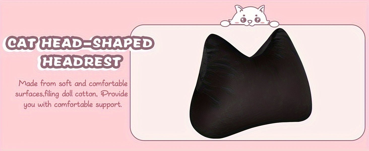 Ergonomic Faux Leather Gaming Chair with Cute Cat Ears, Black & Pink - Cozy Computer Chair with Lumbar Support & Footrest for Teens and Adults, Game Chair - SS69