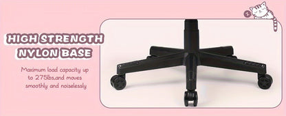 Ergonomic Faux Leather Gaming Chair with Cute Cat Ears, Black & Pink - Cozy Computer Chair with Lumbar Support & Footrest for Teens and Adults, Game Chair - SS69