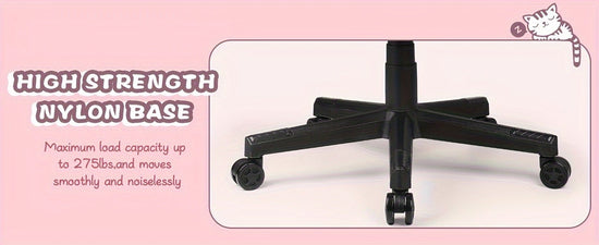 Ergonomic Faux Leather Gaming Chair with Cute Cat Ears, Black & Pink - Cozy Computer Chair with Lumbar Support & Footrest for Teens and Adults, Game Chair - SS69