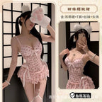 Exotic Summer Fashion Women's Clothing 2024 New Sweet and Cute Girl Style Bow Decoration Cherry Print Lace Elegant Dress LLV3 - SS69