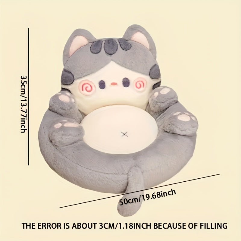 [Extra Large Cozy Cat Lounger] 1pc Cozy Plush Cat Lounger Chair, Extra Large Thick Cushioned Kitty Bed With Soft Polyester Fiber, Multi - Use Office, Car, Sofa, Meditation Pillow, Reading And Gaming Support Pad - SS69