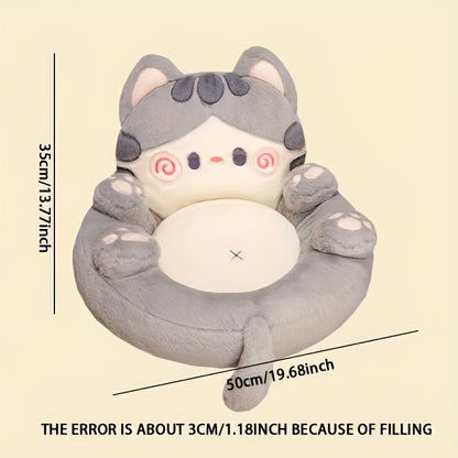 [Extra Large Cozy Cat Lounger] 1pc Cozy Plush Cat Lounger Chair, Extra Large Thick Cushioned Kitty Bed With Soft Polyester Fiber, Multi - Use Office, Car, Sofa, Meditation Pillow, Reading And Gaming Support Pad - SS69