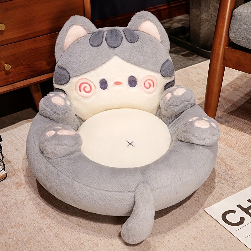 [Extra Large Cozy Cat Lounger] 1pc Cozy Plush Cat Lounger Chair, Extra Large Thick Cushioned Kitty Bed With Soft Polyester Fiber, Multi - Use Office, Car, Sofa, Meditation Pillow, Reading And Gaming Support Pad - SS69