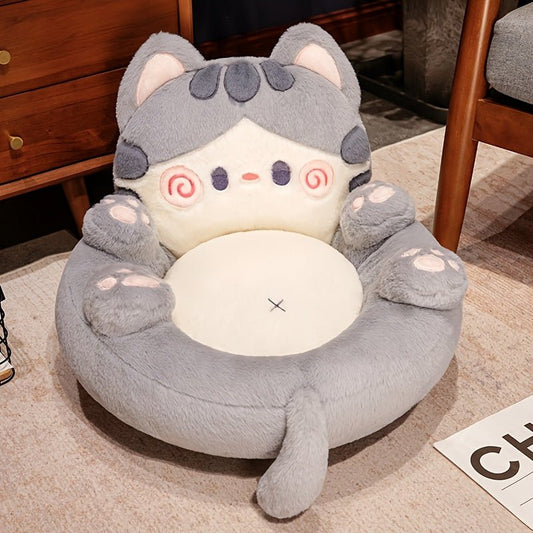 [Extra Large Cozy Cat Lounger] 1pc Cozy Plush Cat Lounger Chair, Extra Large Thick Cushioned Kitty Bed With Soft Polyester Fiber, Multi - Use Office, Car, Sofa, Meditation Pillow, Reading And Gaming Support Pad - SS69