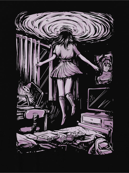 Retro Art Multiverse Graphic T-Shirt for Women, Casual Round Neck Short Sleeve, Vibrant Digital Print, Spandex & Polyester Blend, Machine Washable, All-Season Comfort, Surreal Artwork Design, Casual Wear Tshirt | Unique Fashi SS69