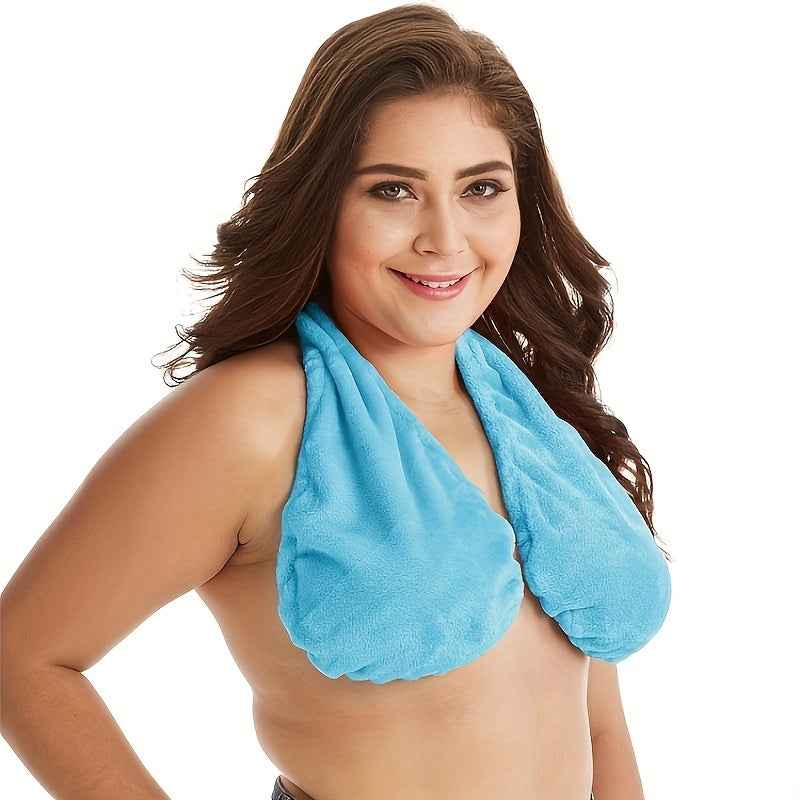 Convenient Absorbent Breathable Towel Bra Suitable for Beach, Sports, Indoor Daily Wear, Towel Hanging Neck, Chest Wrapping, Strapless Support, Double-sided Plush Super Soft And Warm, Suitable for Beautiful Women, A Small Gif