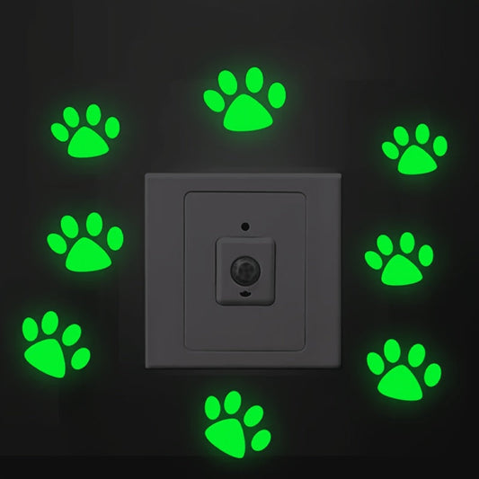 PawPals 1 Set Modern Glow-in-the-Dark Paw Print Wall Decals, Plastic Light-Up Animal Claw Stickers for Bedroom, Living Room, Entryway - Pet-Friendly Home Decor Switch and Light Wall Stickers SS69