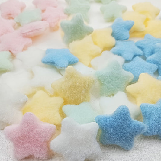 15pcs Soft Pastel Felt Star Appliques, Double-Sided, Fluffy Texture - Ideal for DIY Hat, Hair Clip & Clothing Patches, Assorted Colors SS69