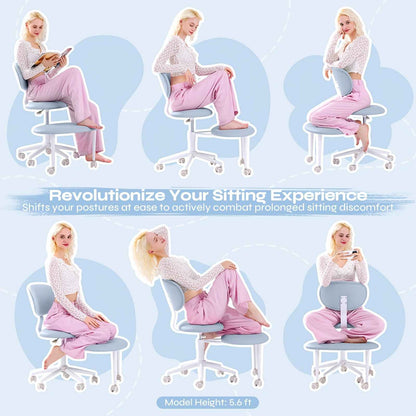 Ergonomic Cross Legged Office Chair | 360° Swivel, Adjustable Height, Lumbar Support, Velvet and PU Leather Black, Stainless Steel Frame, Memory Foam, Perfect Christmas Gift for Fidgety Sitters and Yoga Lover.