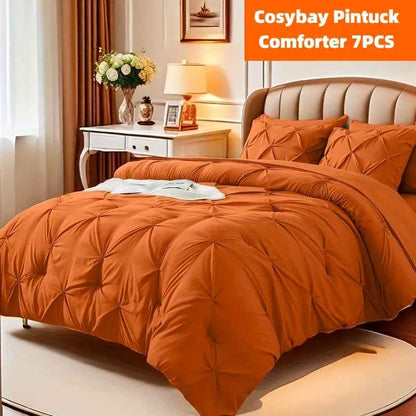 Cosybay 7pcs Comforter Set, Luxury Soft Fluffy Bedding, 1 Comforter 1 Fitted Sheet 1 Flat Sheet 4 Pillowcases & Pillow Cover, All Season Quilt Set Queen, Hypoallergenic Breathable Easy Care, Valentine's Day Gifts School Hallo