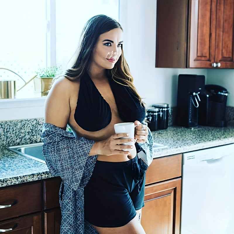 Convenient Absorbent Breathable Towel Bra Suitable for Beach, Sports, Indoor Daily Wear, Towel Hanging Neck, Chest Wrapping, Strapless Support, Double-sided Plush Super Soft And Warm, Suitable for Beautiful Women, A Small Gif