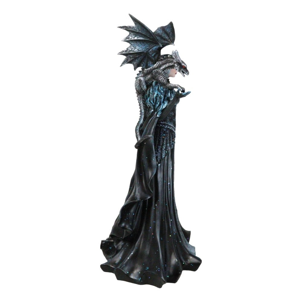 Large Gothic Black Dragon Witch Dark Queen Robe Statue - Black Friday Sale, Halloween Decor, Gothic Home Decoration, Dark Fantasy Witch Statue, Witchcraft Art, Gothic Dragon Decoration, Dark Queen Mini Statue, Fantasy Gothic SS69