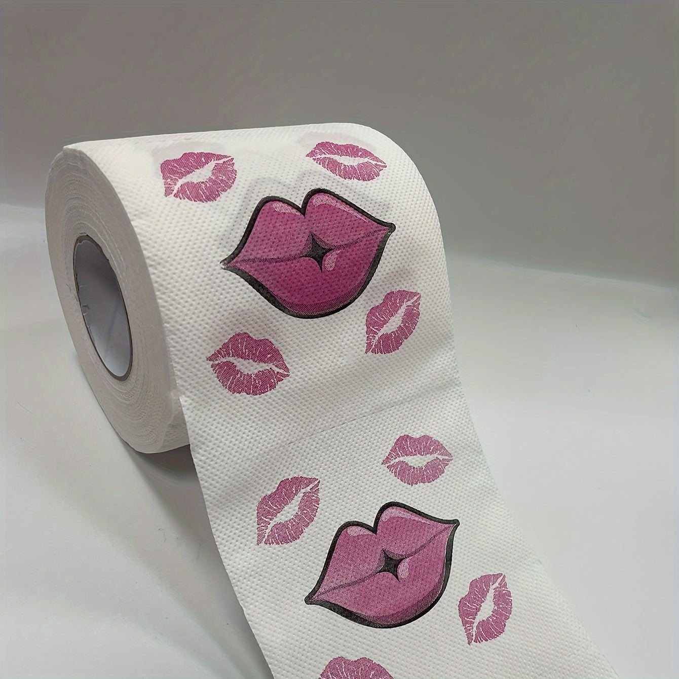 1pc Fun Red Lips Pattern Toilet Paper - 3-Ply, Bleach-Free Wood Pulp Roll for Home Cleaning & Unique Gift Idea SS69