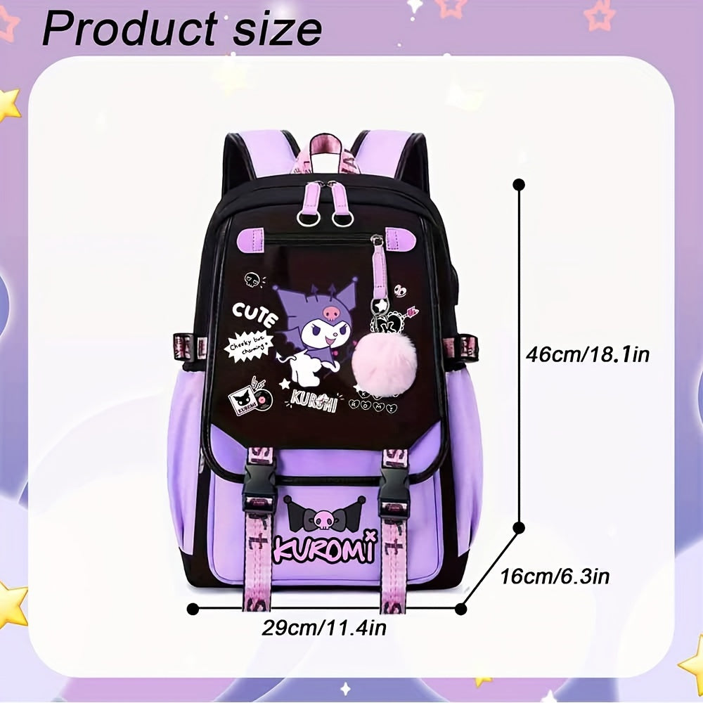[Large Cute Cartoon Laptop Backpack] Sanrio Kuromi Backpack Cartoon Laptop Backpack Cute Large Travel Bag Casual Backpacks SS69