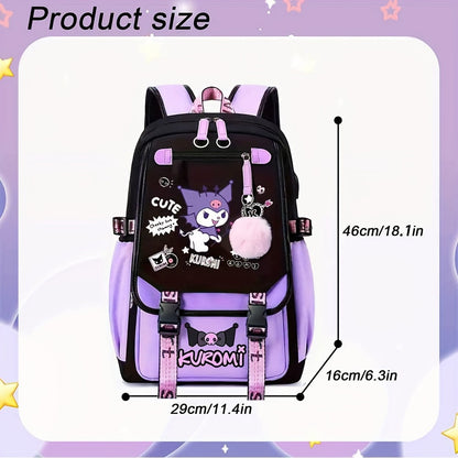 [Large Cute Cartoon Laptop Backpack] Sanrio Kuromi Backpack Cartoon Laptop Backpack Cute Large Travel Bag Casual Backpacks SS69