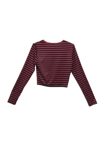 Women's Fashion Striped Clothes Top And High Waist Wide Legs Pants Set SS69