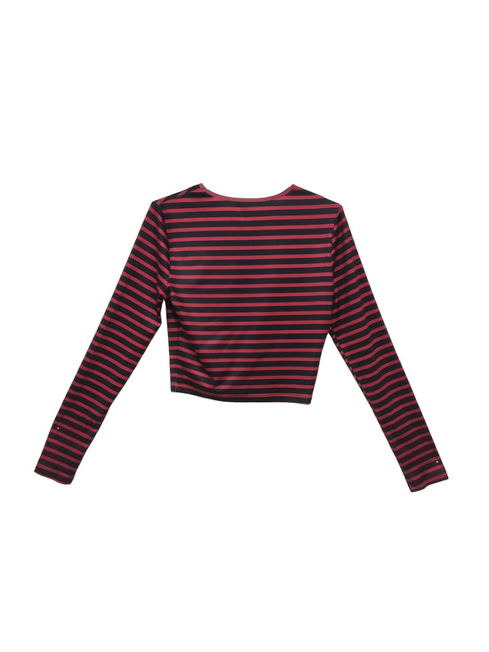 Women's Fashion Striped Clothes Top And High Waist Wide Legs Pants Set SS69