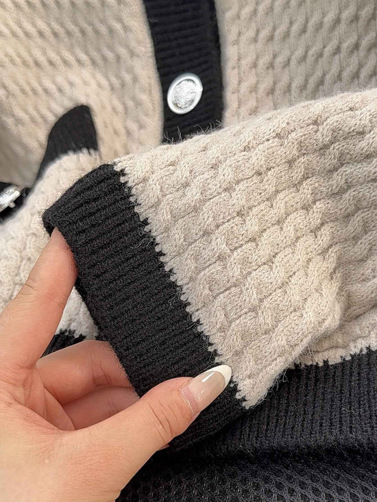 Solid Color Casual Cardigan with Contrast Trim & Pocket - Cozy Fall/Winter Sweaters, Hand Washable Layering Blouses for Jeans, Dresses, Skirts - Non- Basic Outerwear