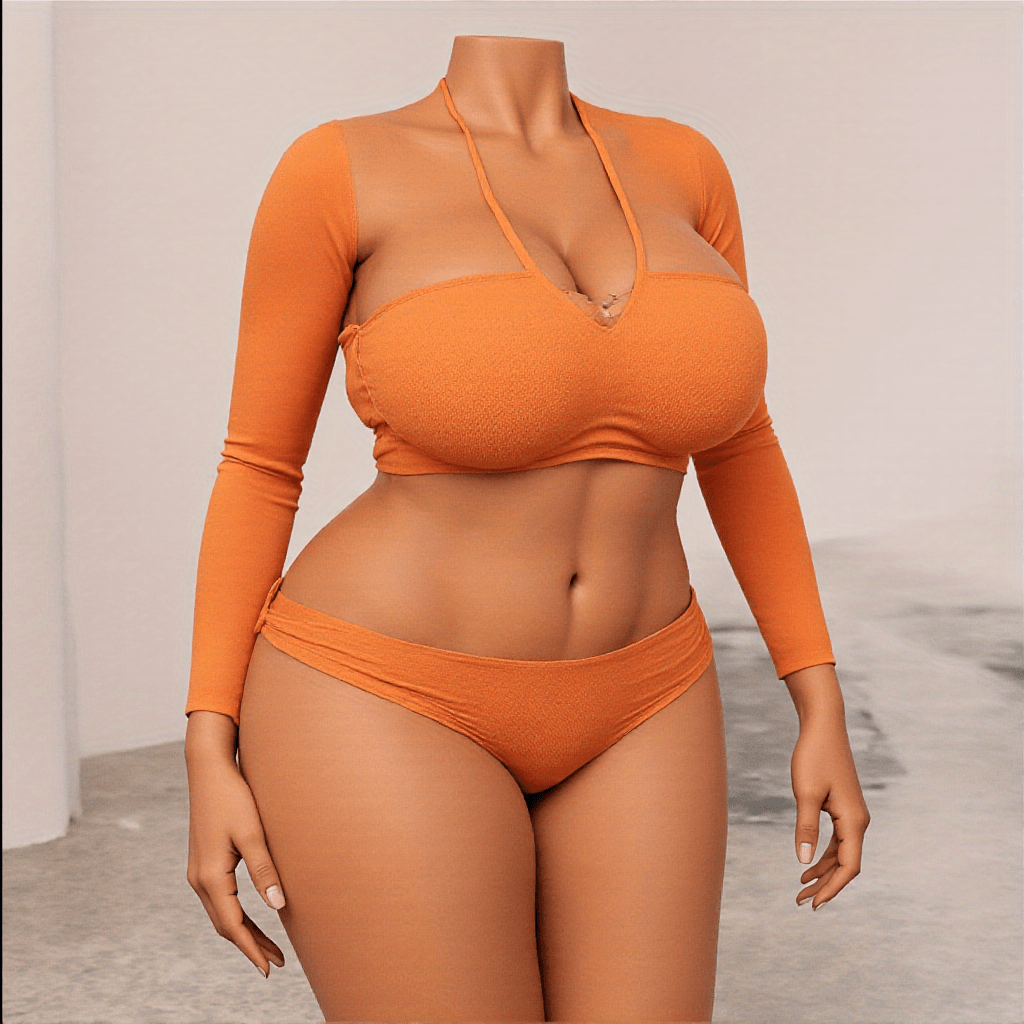60.24-Inch Life Size Female Sex Doll - Soft Jelly Chest And Hips, TPE Material, Ultimate Pleasure Experience, No Need for Batteries, Orange Long Sleeved Top And Thong Design, Realistic Body Shape, Suitable for Adults to Play SS69