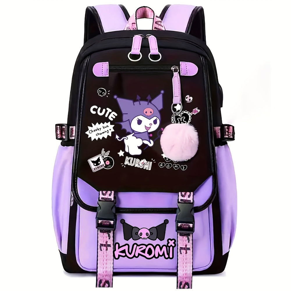 [Large Cute Cartoon Laptop Backpack] Sanrio Kuromi Backpack Cartoon Laptop Backpack Cute Large Travel Bag Casual Backpacks SS69 41.69 Purple
