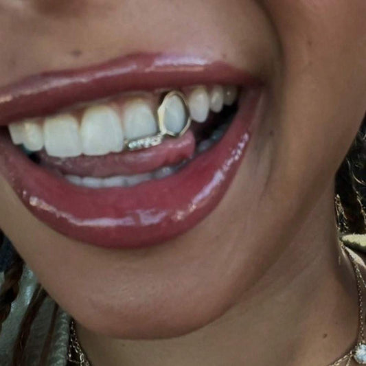 RAPIKING 2pcs Stylish Hip Hop Grillz - Punk Style, Cubic Zirconia Inlaid, Unisex Teeth Caps for Streetwear Fashion, Ideal Christmas & Carnival Gifts SS69