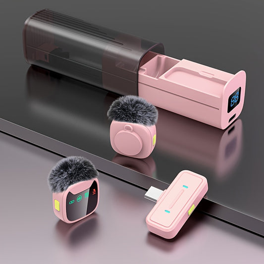 Professional Dual Wireless Lavalier Microphone with LED Charging Case, Suitable for Smartphones, Laptops, Recording Videos, Live Streaming, Interviews, and  Blogs